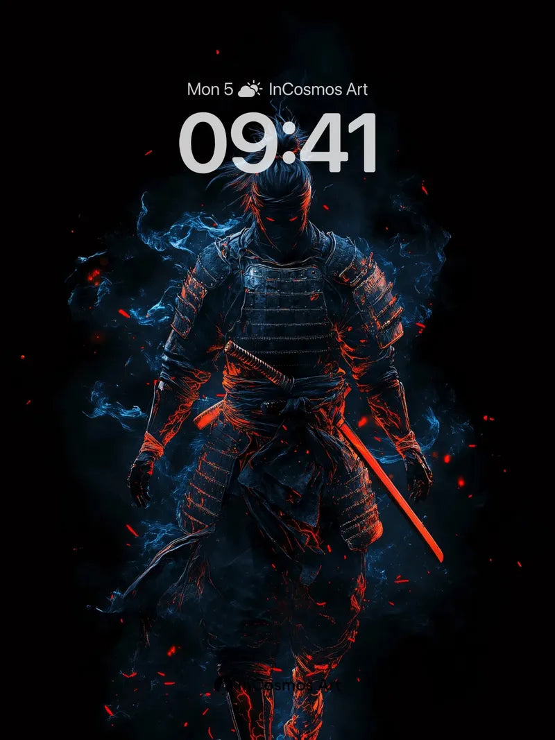 Shadowed Samurai Wallpaper with Ember Veil