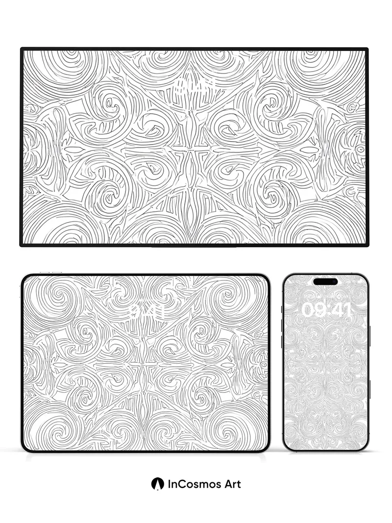 Whispering Scroll Wallpaper with Silver Veins