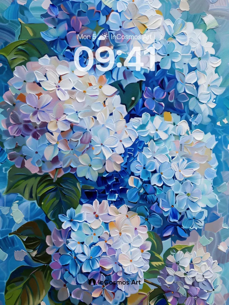 Azure Bloom Wallpaper with Living Petals