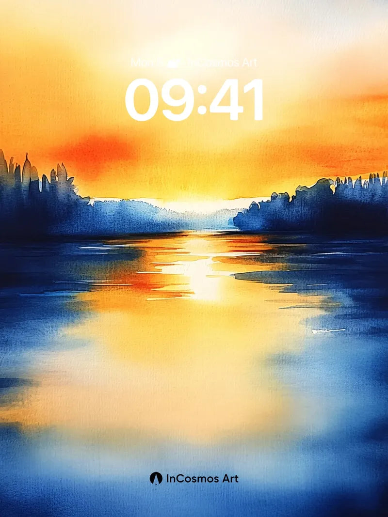 Golden Hush Wallpaper with Watercolor Sky