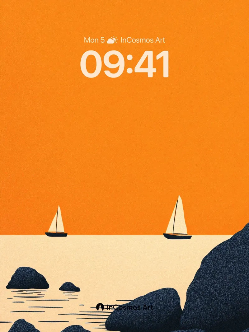 Serenity Sail Wallpaper with Orange Horizon