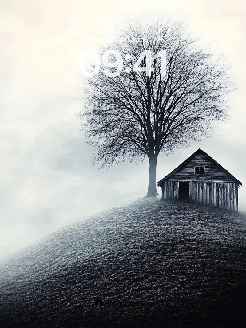 Misty Solitude Wallpaper with Haunted Tree
