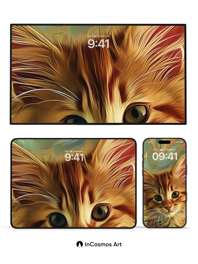 Golden Whisker Wallpaper with Swirling Sky