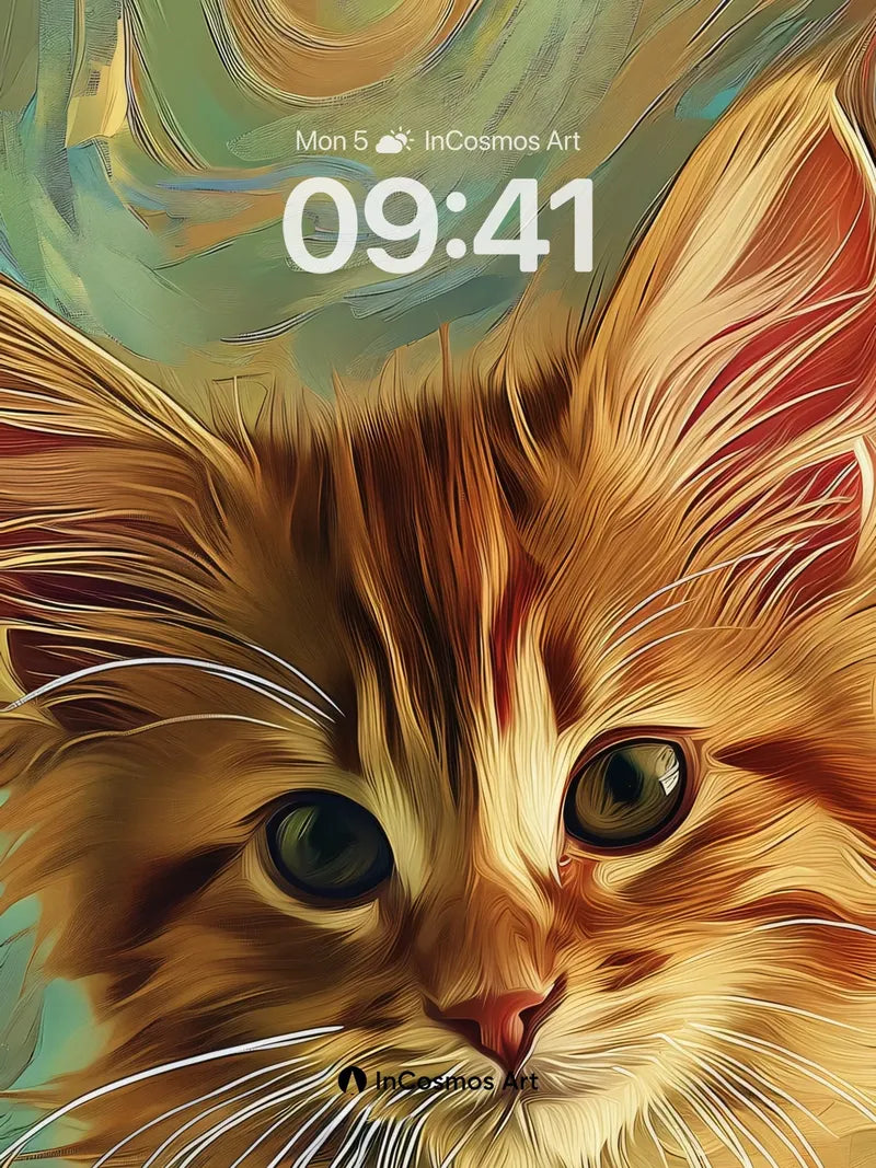 Golden Whisker Wallpaper with Swirling Sky wallpaper for iPhone, iPad & Mac