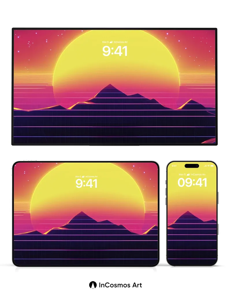 Neon Mirage Wallpaper with Glowing Horizon