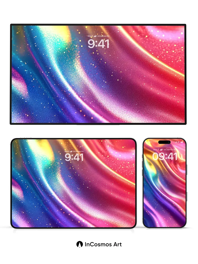 Luminous Silk Wallpaper with Cosmic Sparkles