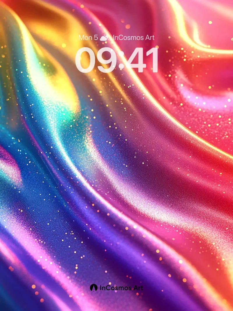 Luminous Silk Wallpaper with Cosmic Sparkles