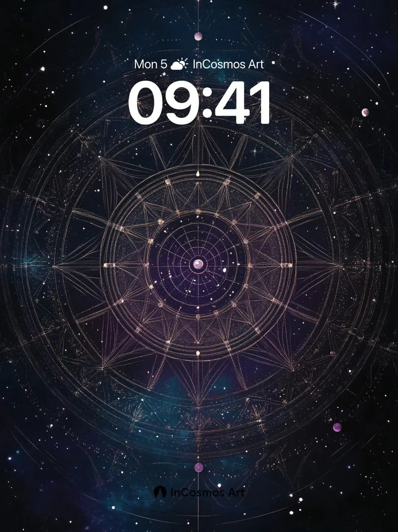 Cosmic Lattice Wallpaper with Celestial Threads