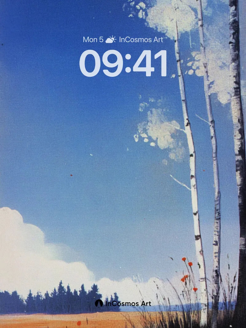 Serenity Birch Wallpaper with Autumn Whispers