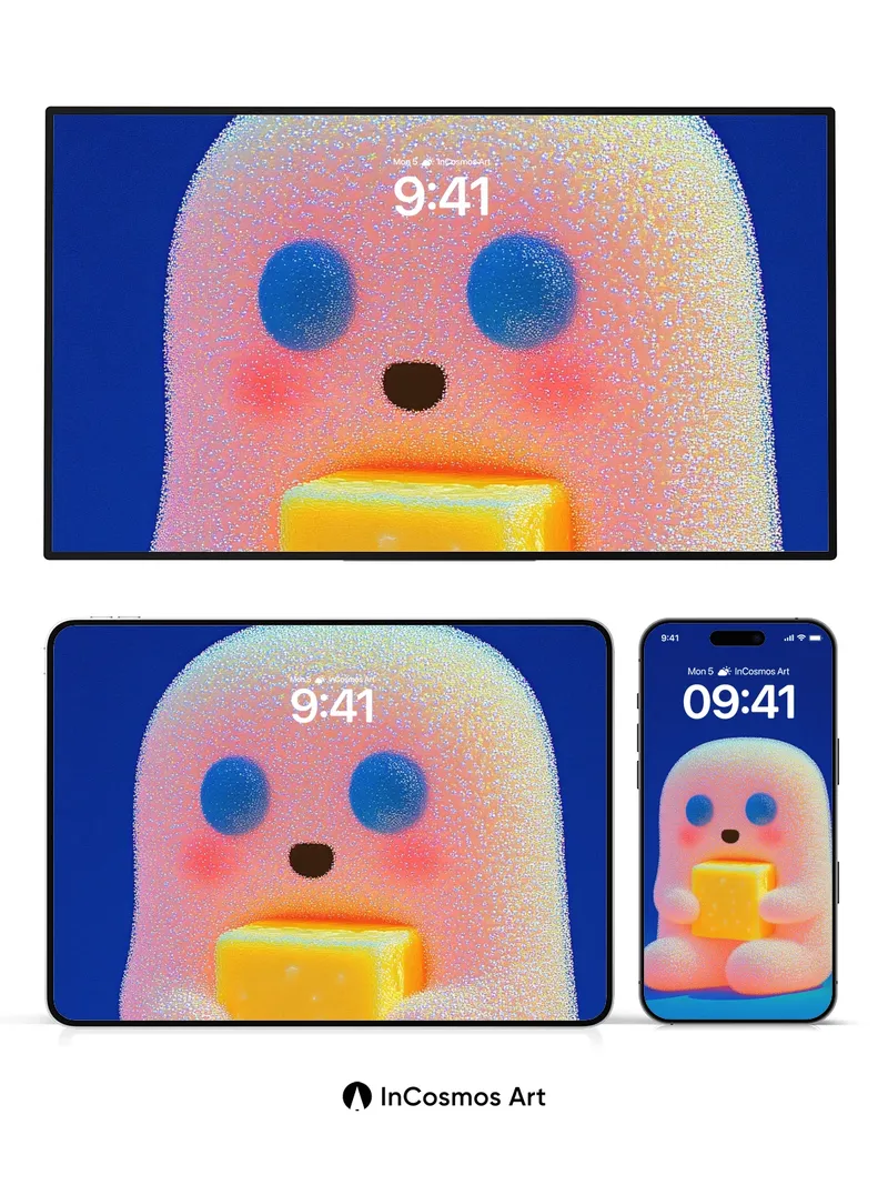 Glowing Puff Wallpaper with Cheese Embrace