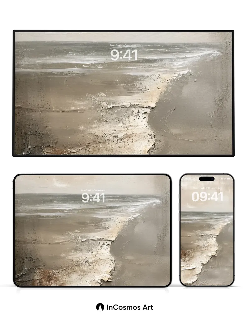 Serenity Shoreline Wallpaper with Weathered Texture