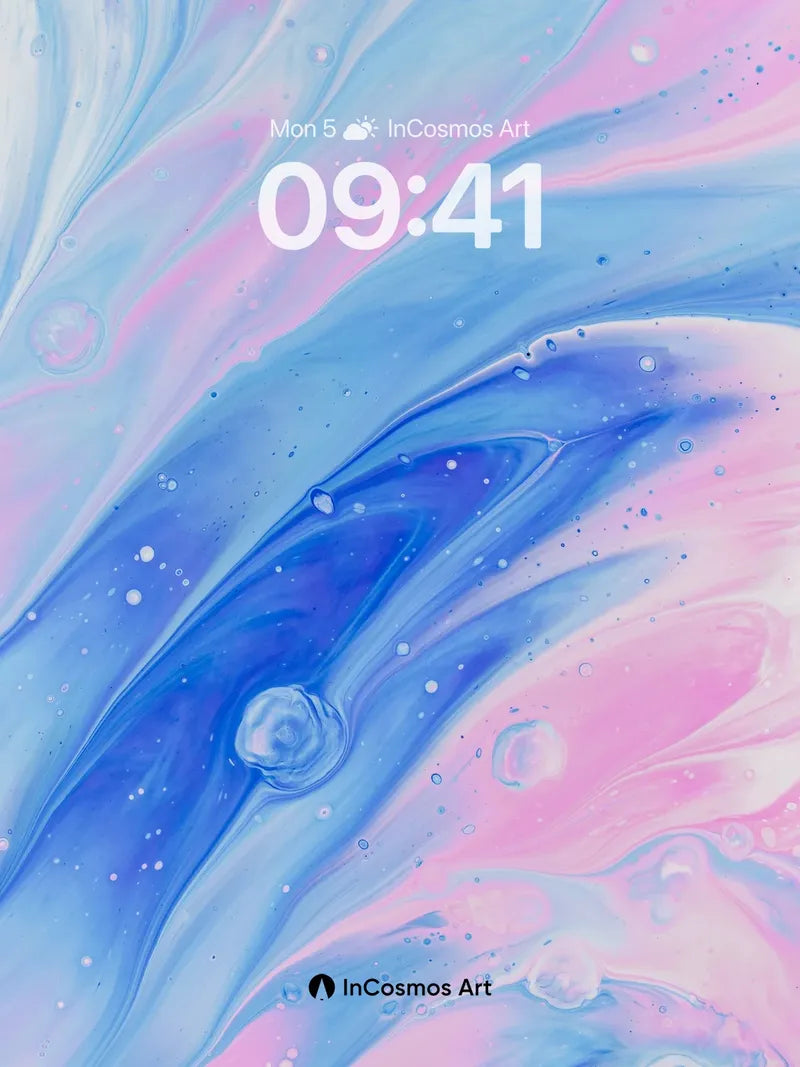 Luminous Current Wallpaper with Floating Bubbles