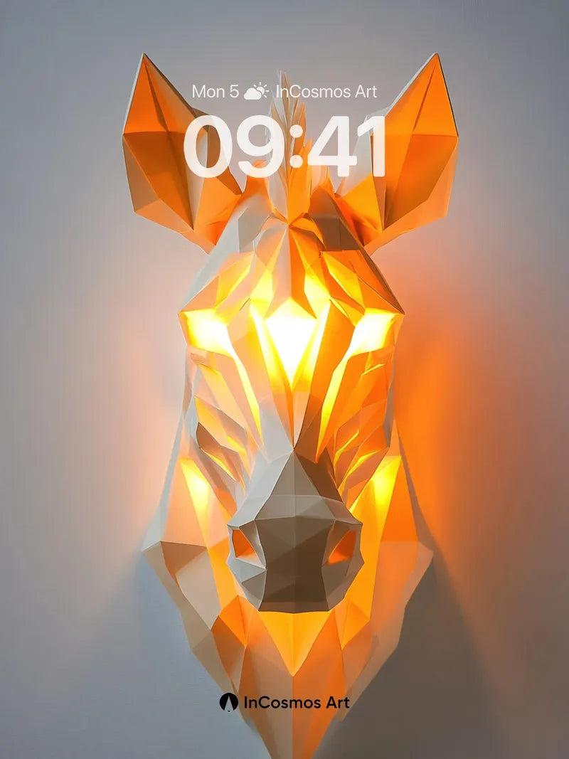 Luminous Origami Zebra Wallpaper with Geometric Fire wallpaper for iPhone, iPad & Mac