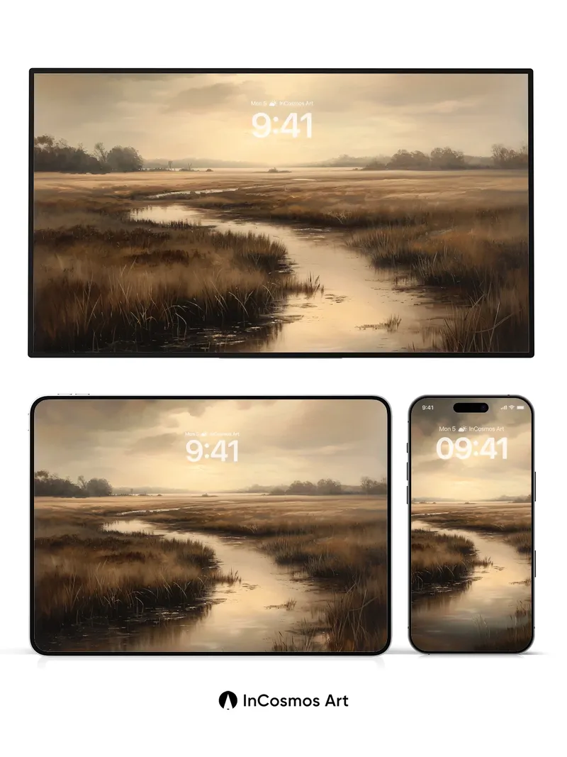 Golden Hush Wallpaper with Whispering Reeds