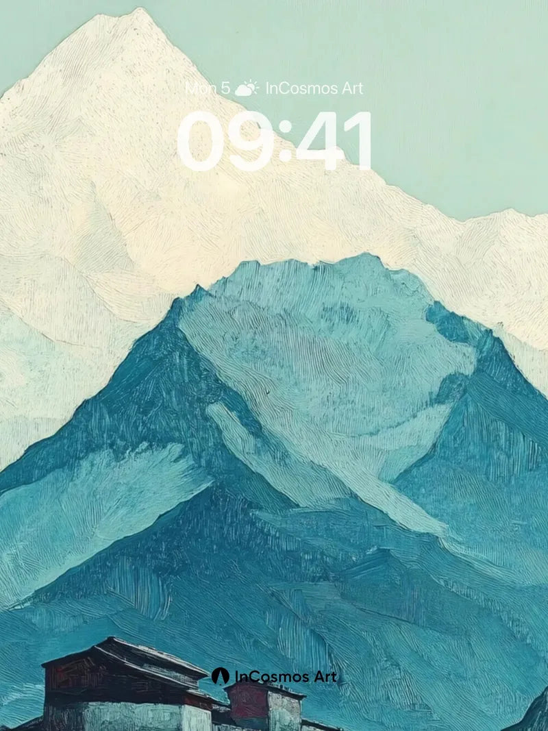 Cerulean Stillness Wallpaper with Mountain Hush