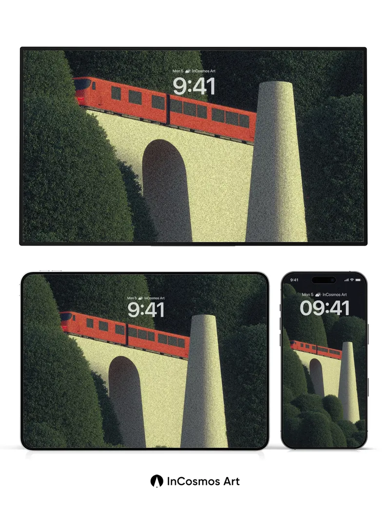 Silent Voyage Wallpaper with Floating Rails