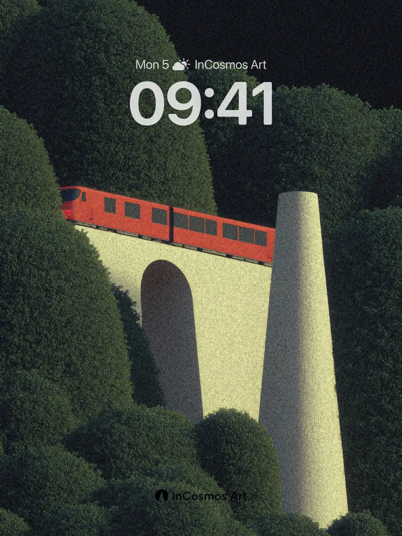 Silent Voyage Wallpaper with Floating Rails