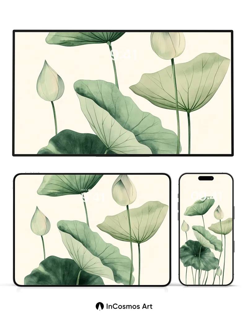 Serene Lotus Wallpaper with Whispering Leaves