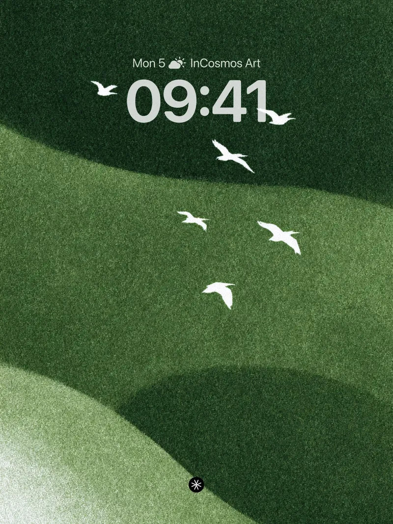 Moss Gradient Flight Wallpaper with Silent Wings wallpaper for iPhone, iPad & Mac