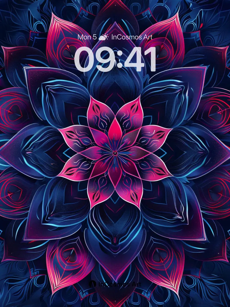 Cosmic Bloom Wallpaper with Neon Veins