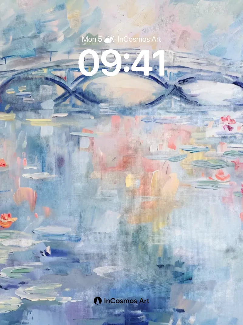 Luminous Waterlily Wallpaper with Monet's Touch