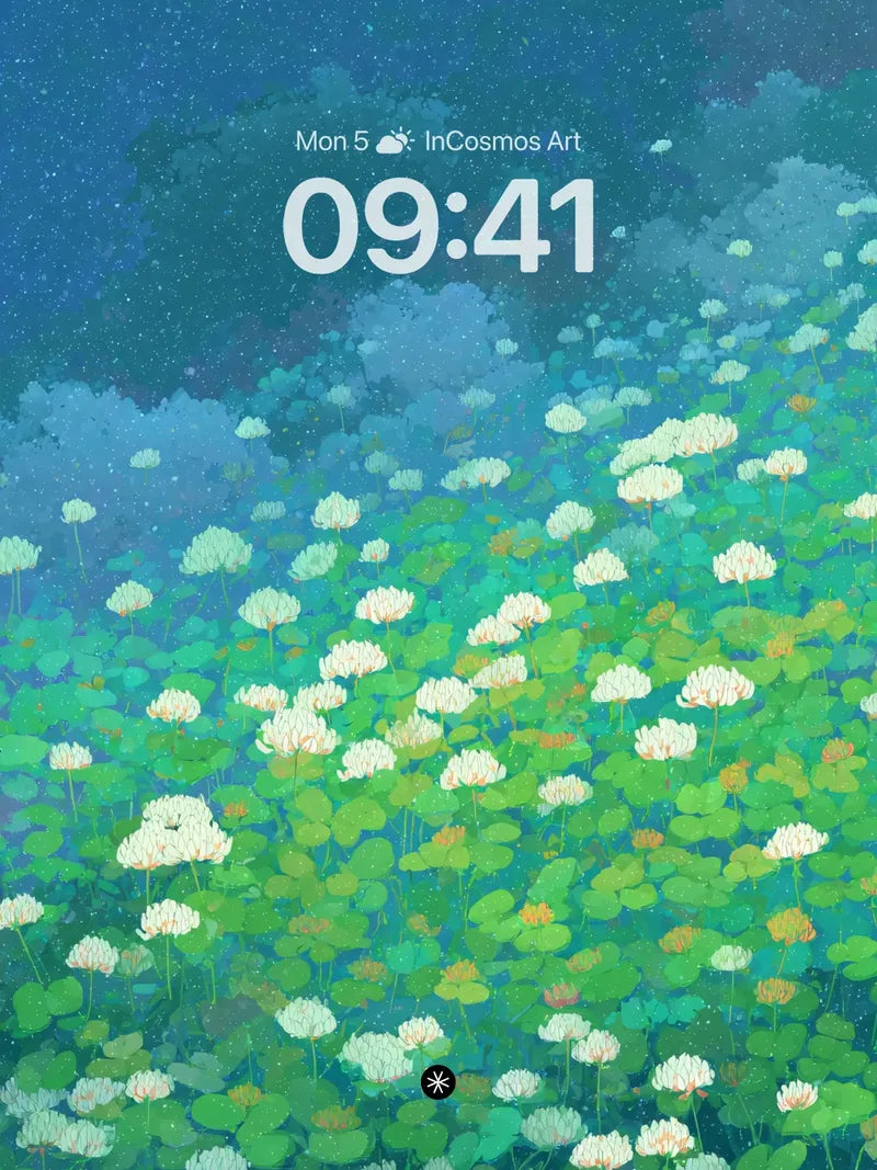 Starry Night Flower Field Wallpaper 4K for iPhone Lock Screen wallpaper for iPhone, iPad & Mac