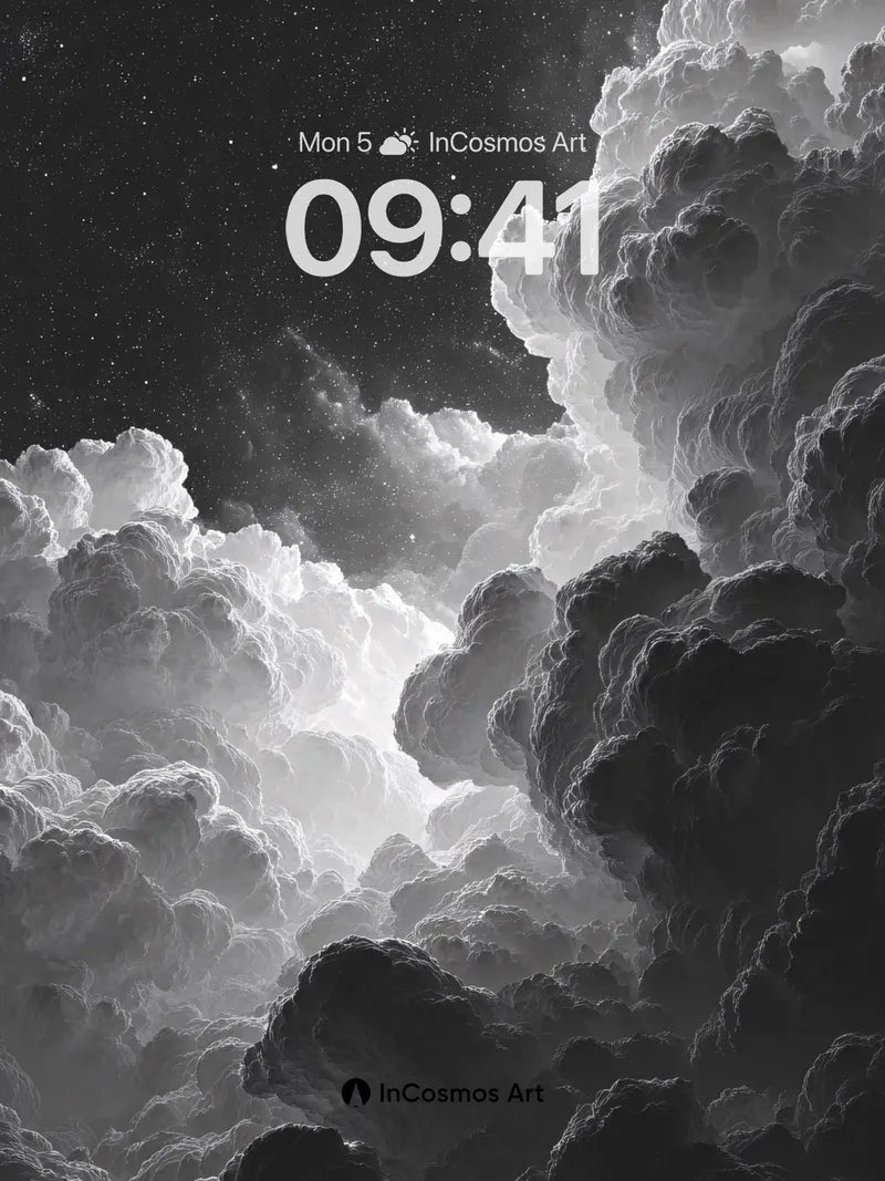 Monochrome Nebula Wallpaper with Starlit Depth