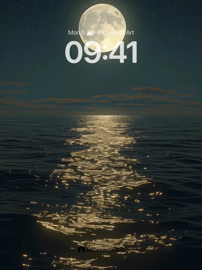 Luminous Sea Path Wallpaper with Celestial Reflection