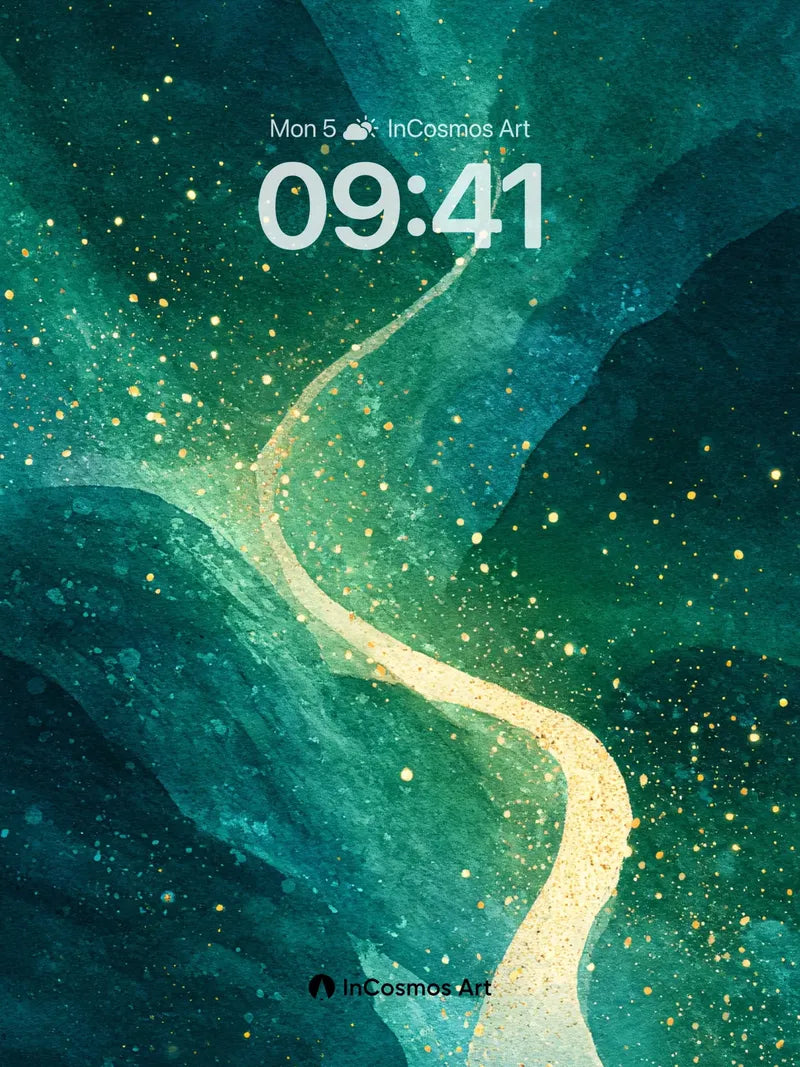 Ethereal Jade Pathway Wallpaper in Starry Haze wallpaper for iPhone, iPad & Mac
