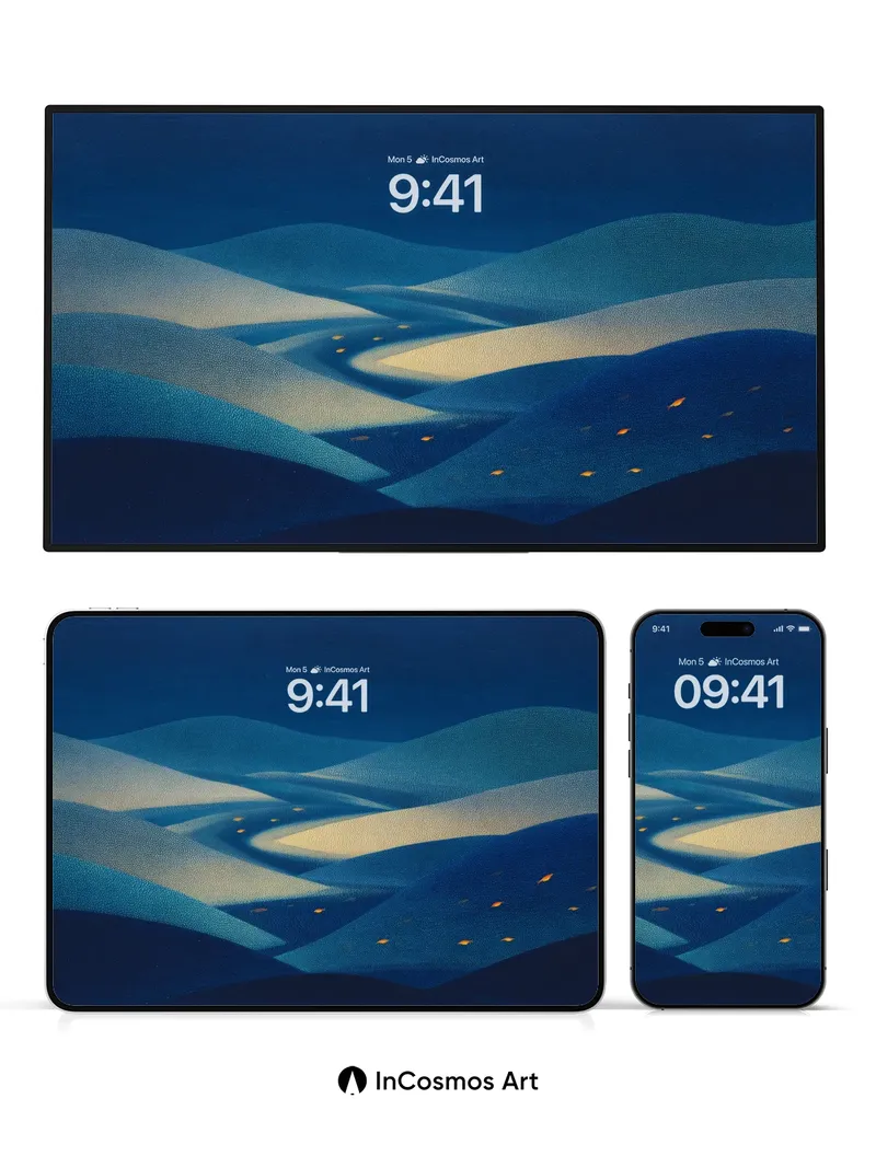 Nocturnal Dunes Wallpaper with Starlit Trails