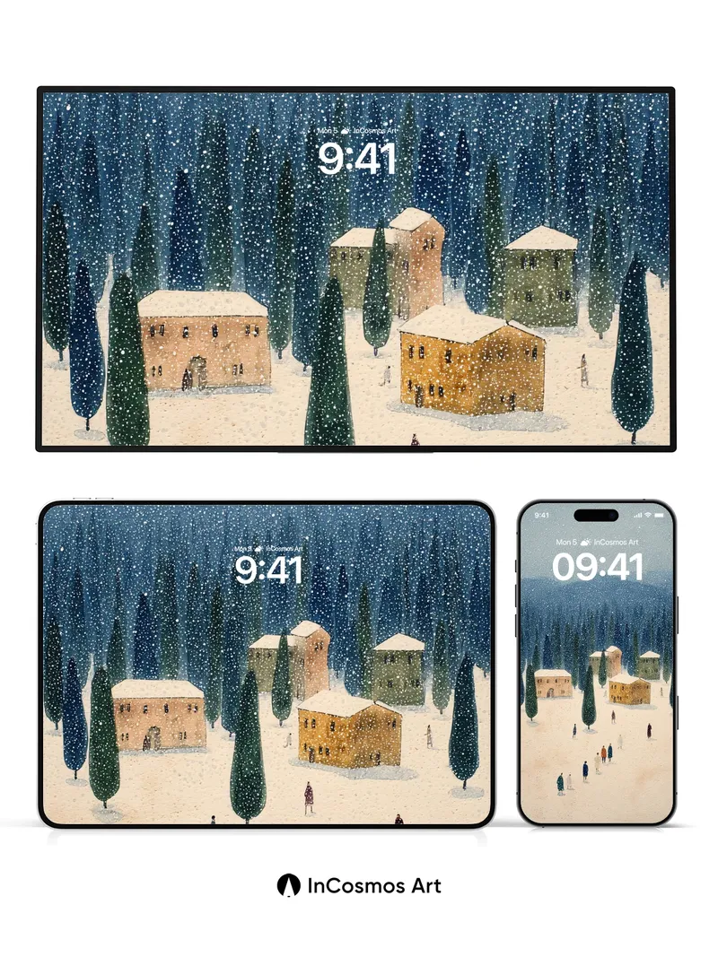 Snowfall Serenity Wallpaper with Silent Walkers