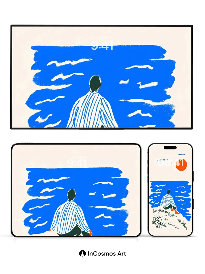 Serenity at the Edge Wallpaper with Sunlit Solitude