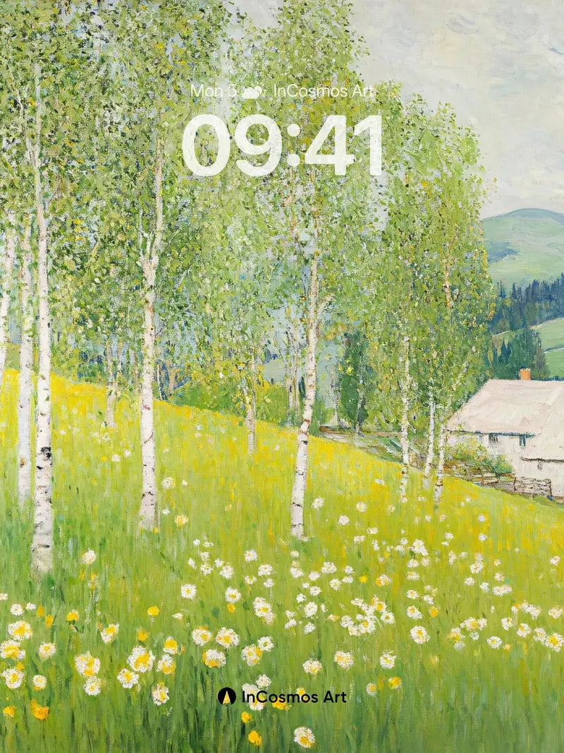 Serenity Birchfield Wallpaper with Sunlit Meadow