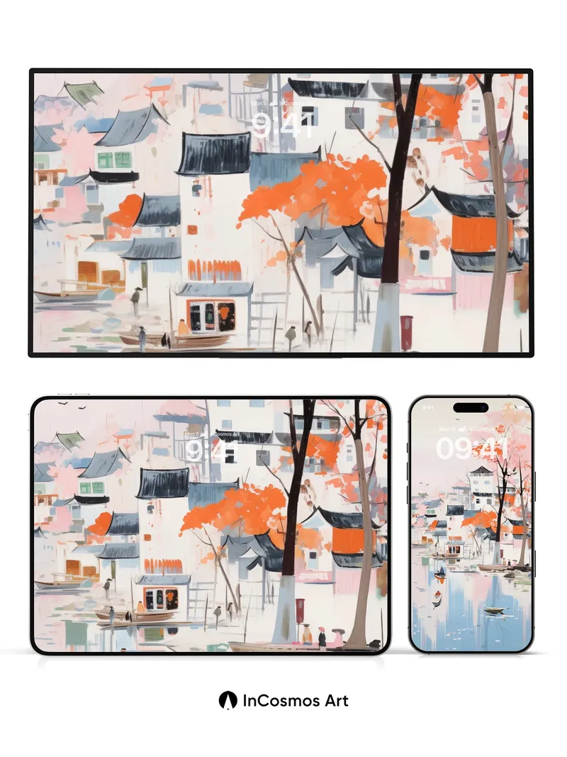 Autumn Hush Wallpaper with Floating Reflections