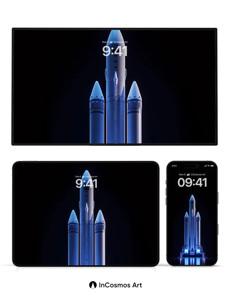 Neon Launch Wallpaper with Cosmic Silence