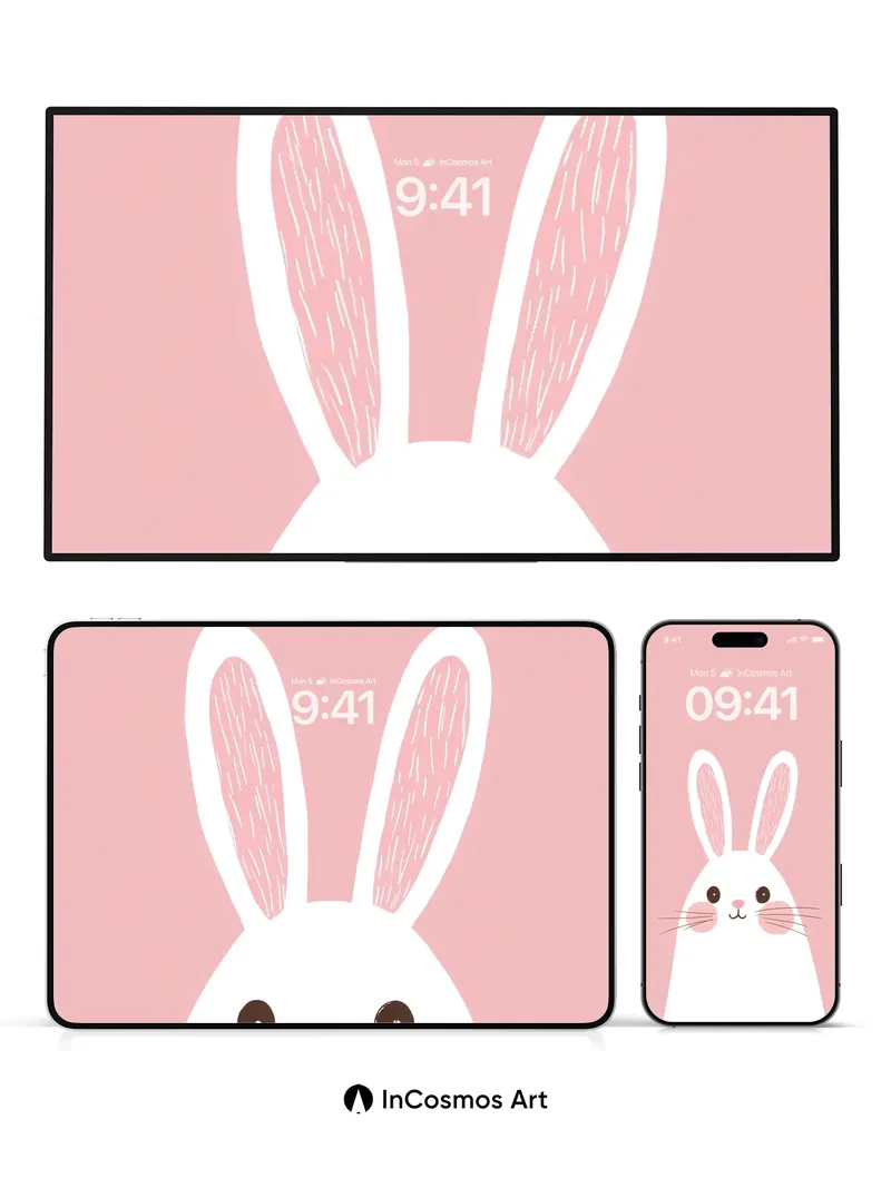 Soft Hush Bunny Wallpaper with Gentle Lines