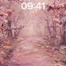 Serene Cherry Path Wallpaper with Soft Light Veil wallpaper for iPhone, iPad & Mac