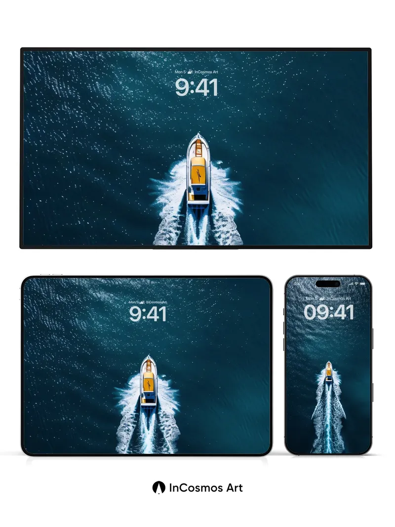 Silent Voyage Wallpaper with Oceanic Trails