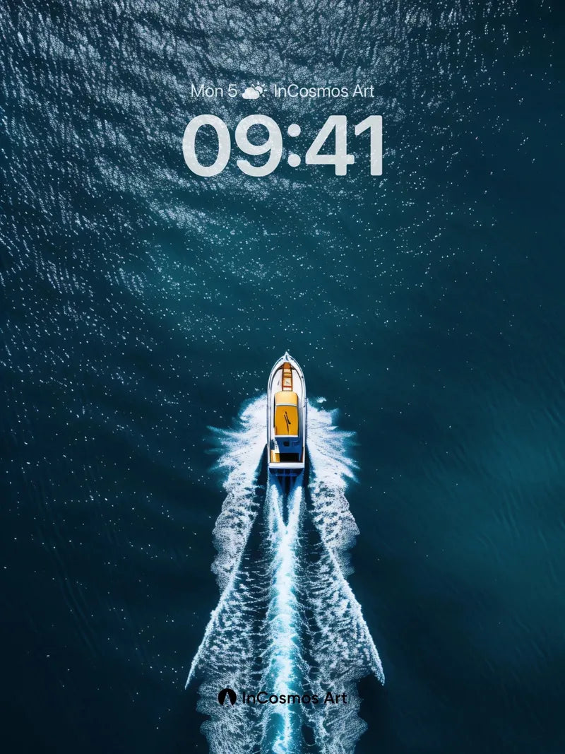 Silent Voyage Wallpaper with Oceanic Trails