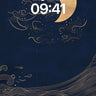 Lunar Whispers Wallpaper with Golden Waves wallpaper for iPhone, iPad & Mac