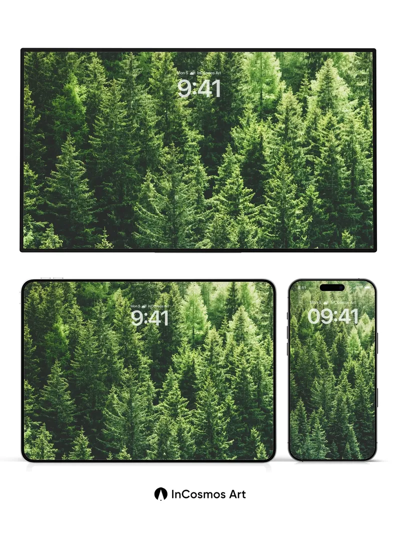 Whispering Canopy Wallpaper with Emerald Depth