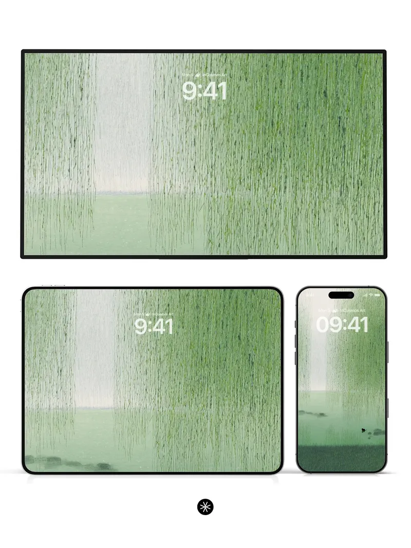 Serene Willow Veil Wallpaper in Misty Green