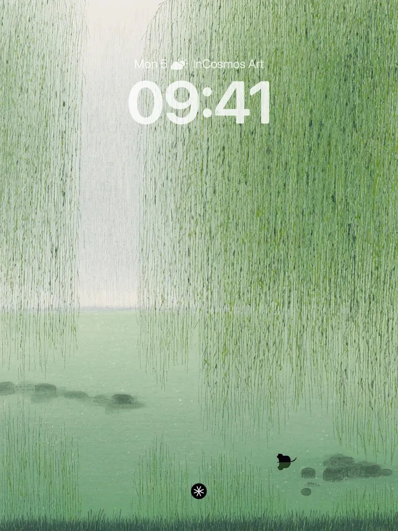 Serene Willow Veil Wallpaper in Misty Green