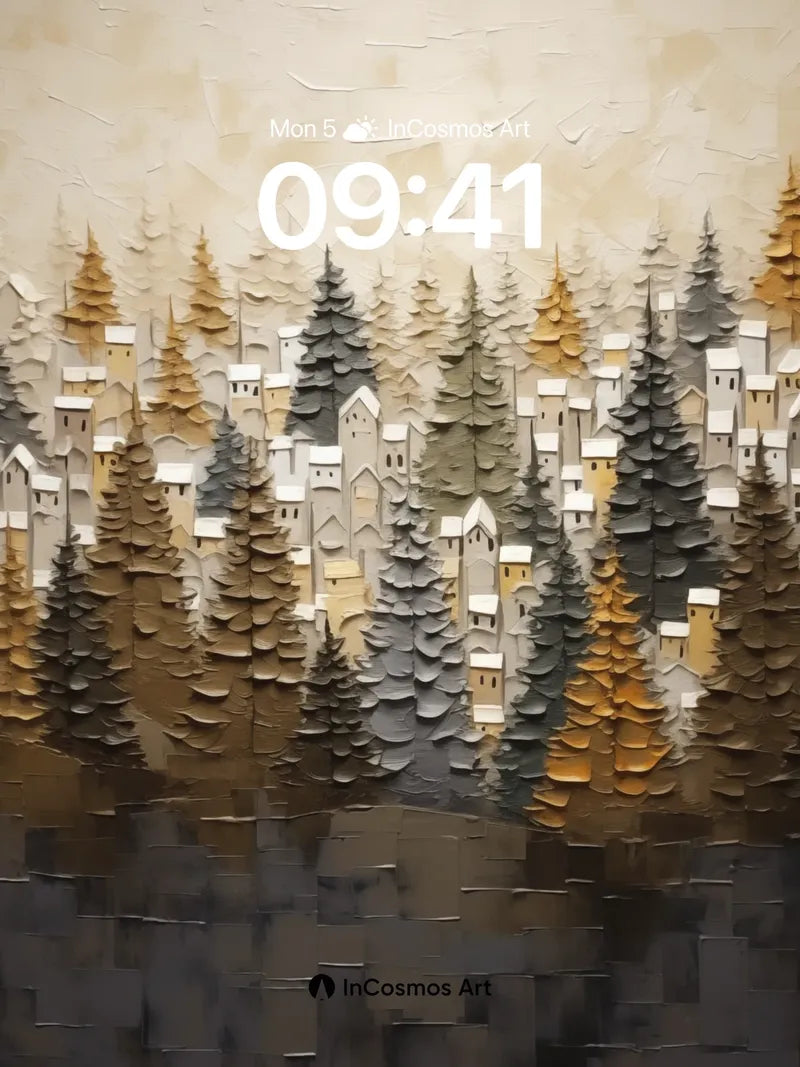 Whispering Pines Wallpaper with Stone-Hued Reflections