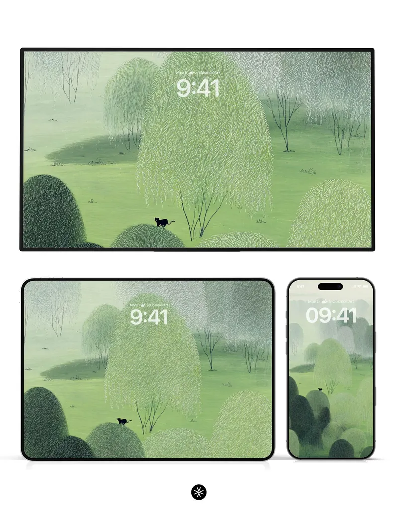 Soft Green Mist Wallpaper with Quiet Solitude