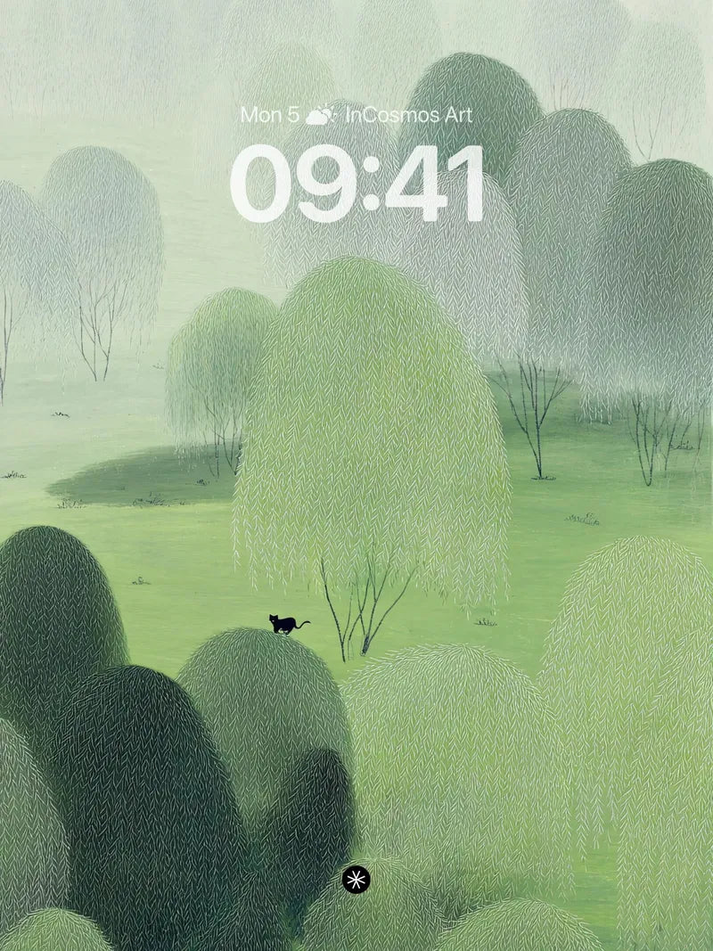Soft Green Mist Wallpaper with Quiet Solitude