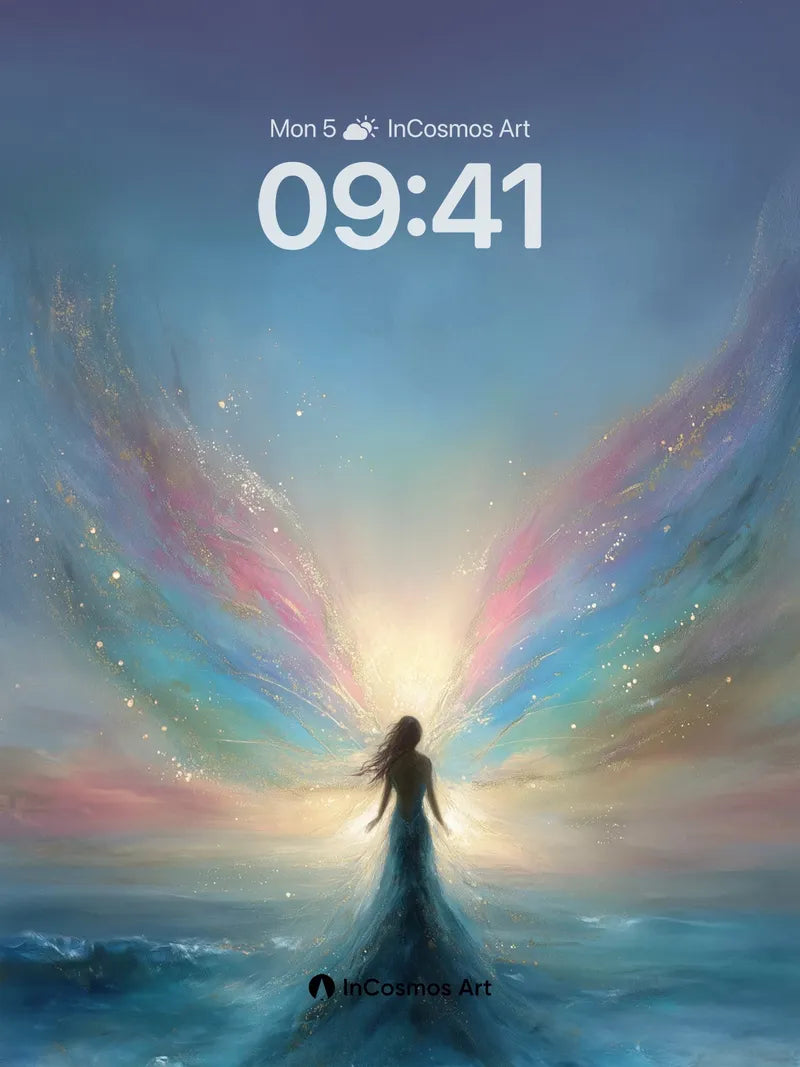 Ethereal Wings Wallpaper with Ocean Light