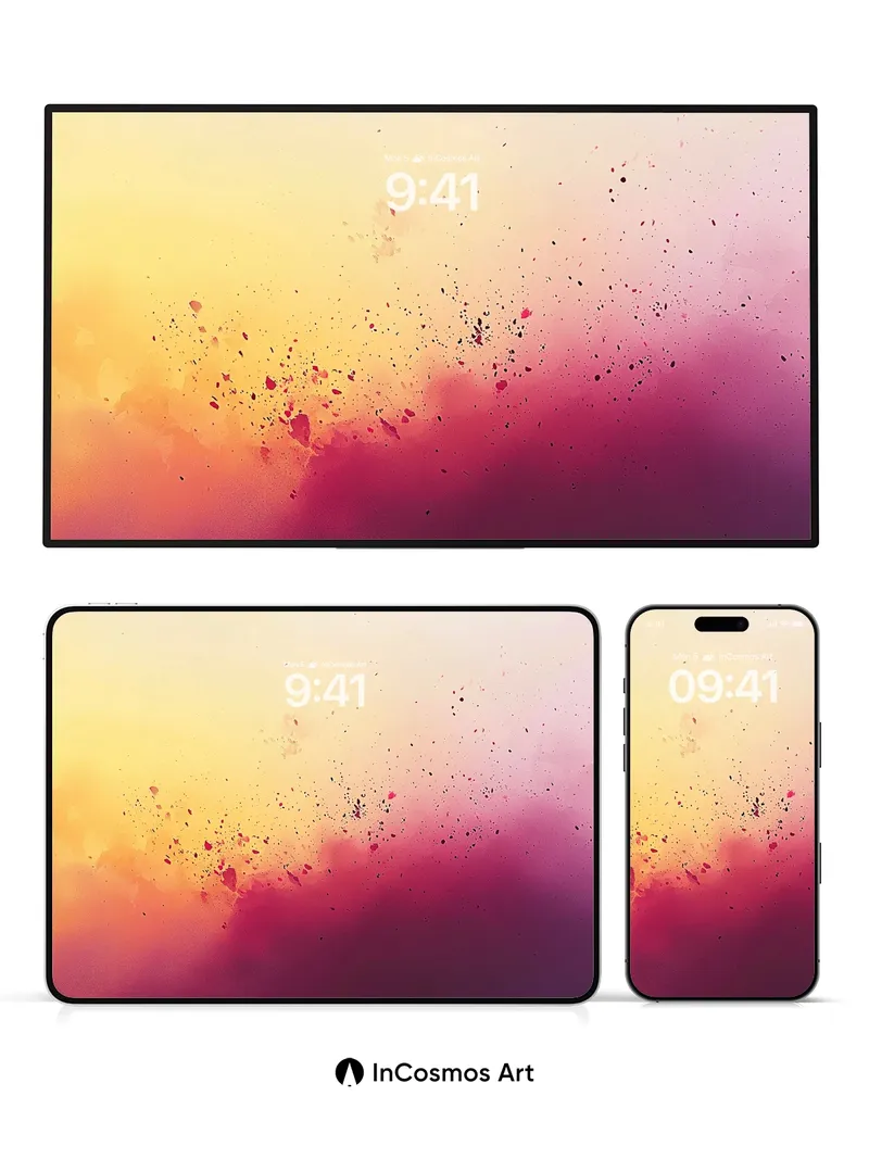 Crimson Pulse Wallpaper with Floating Particles