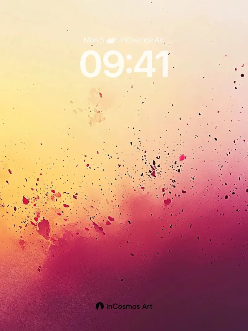 Crimson Pulse Wallpaper with Floating Particles