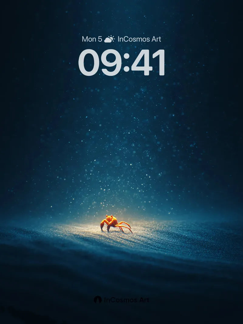 Deep Sea Solitude Wallpaper with Glowing Crustacean wallpaper for iPhone, iPad & Mac